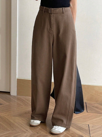DAZY Women Casual Solid Color Waistband Pocket Pants