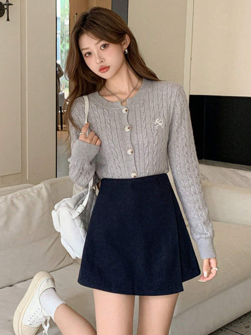 DAZY Women Casual Solid Color Wool Blend Mini Skirt/Skirt Shorts, Autumn/Winter