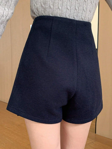 DAZY Women Casual Solid Color Wool Blend Mini Skirt/Skirt Shorts, Autumn/Winter