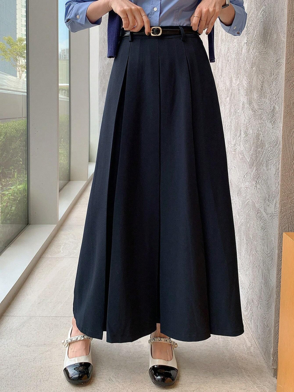 DAZY Women Casual & Work Solid Color Long Pleated Skirt, Autumn/Winter