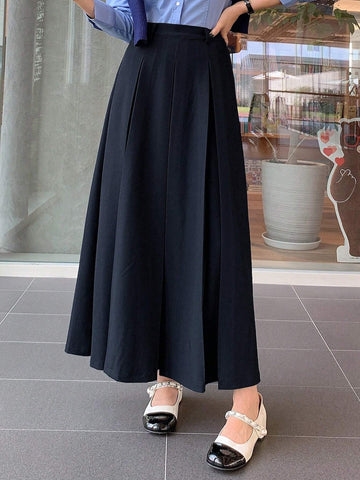 DAZY Women Casual & Work Solid Color Long Pleated Skirt, Autumn/Winter