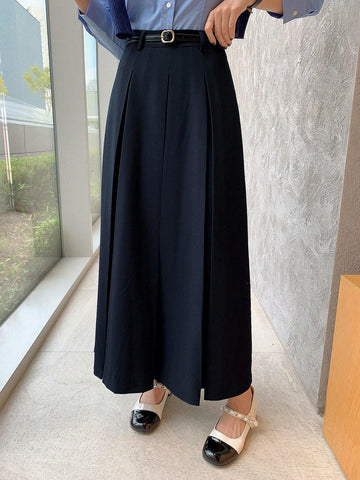 DAZY Women Casual & Work Solid Color Long Pleated Skirt, Autumn/Winter