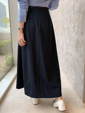 DAZY Women Casual & Work Solid Color Long Pleated Skirt, Autumn/Winter