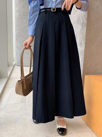 DAZY Women Casual & Work Solid Color Long Pleated Skirt, Autumn/Winter