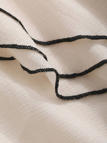 DAZY Women Color-Block Doll Collar Shirt With Embellished Edges