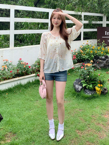 DAZY Women Colorful Decorated Simple And Elegant Shirt