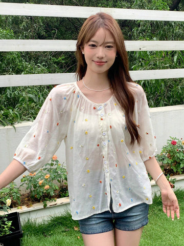 DAZY Women Colorful Decorated Simple And Elegant Shirt