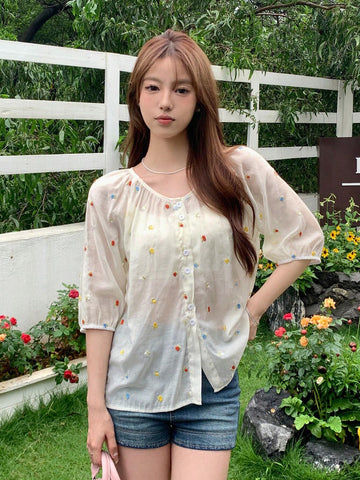 DAZY Women Colorful Decorated Simple And Elegant Shirt