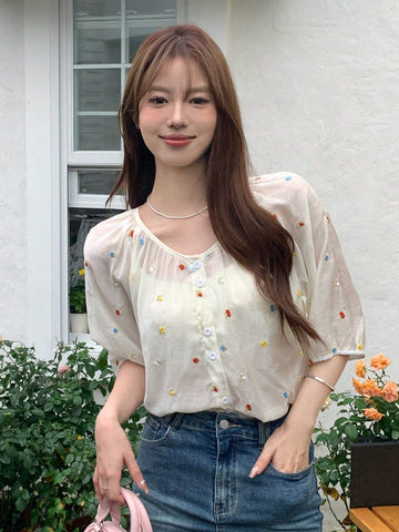 DAZY Women Colorful Decorated Simple And Elegant Shirt