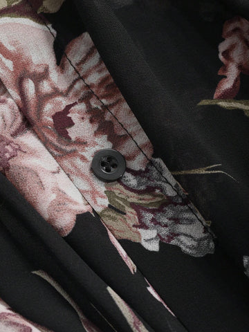 DAZY Women Floral Printed Chiffon Long-Sleeved Shirt