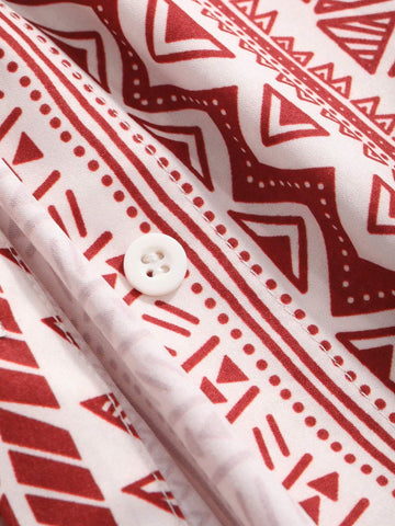 DAZY Women Holiday Casual Geometric Printed Short Sleeve Shirt