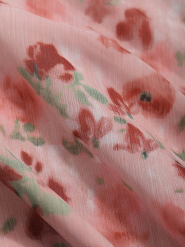 DAZY Women Irregular Floral Chiffon Skirt Mid-Length High Waist A-Line Skirt