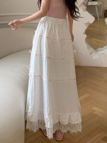 DAZY Women Lace Decorated Skirt With Bow