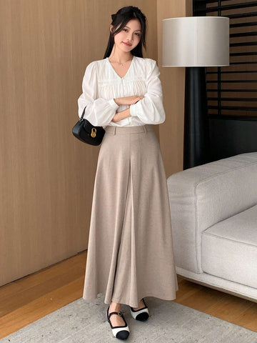 DAZY Women Long Wool Blend Skirt, Autumn/Winter