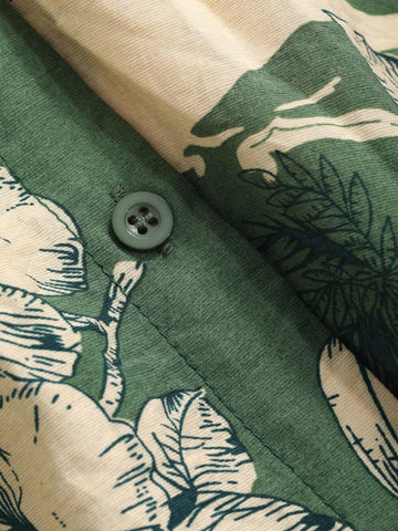 DAZY Women Loose Floral Printed Front Button Down Collared Shirt