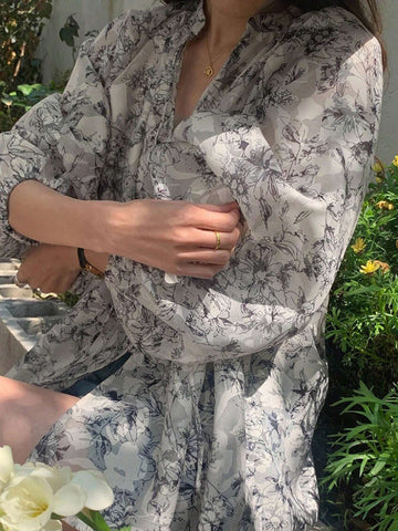 DAZY Women Loose Textured Pattern Sheer Shirt