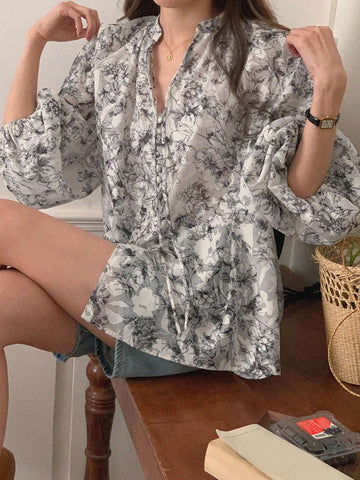 DAZY Women Loose Textured Pattern Sheer Shirt