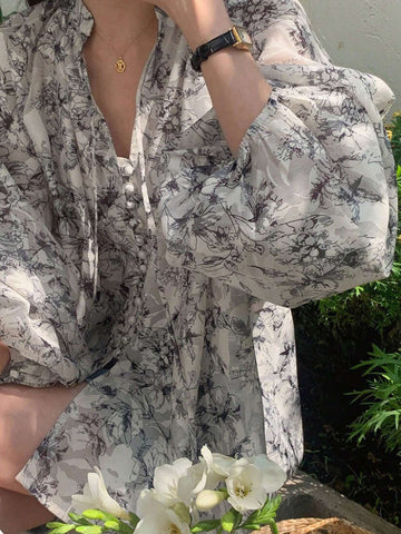 DAZY Women Loose Textured Pattern Sheer Shirt