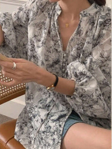 DAZY Women Loose Textured Pattern Sheer Shirt