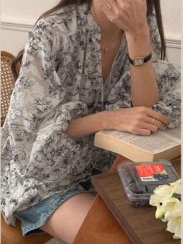 DAZY Women Loose Textured Pattern Sheer Shirt