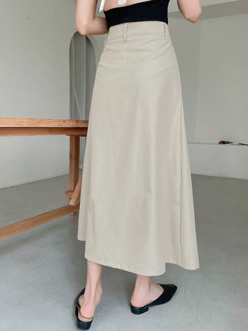 DAZY Women Plain Pleated Long And Elegant Skirt With Pockets