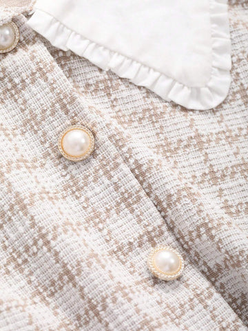 DAZY Women Short Sleeve Plaid Shirt With Contrasting Collar