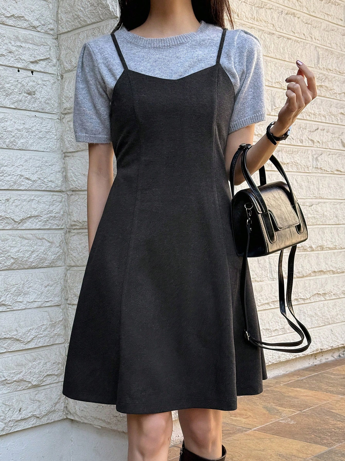 DAZY Women Solid Color Casual Sleeveless Layered Mini Dress