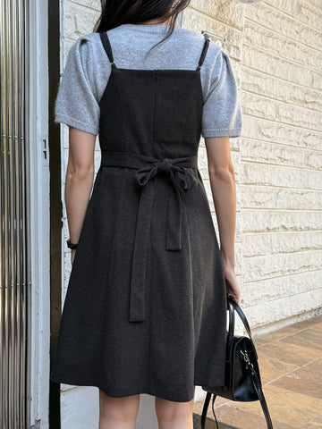 DAZY Women Solid Color Casual Sleeveless Layered Mini Dress