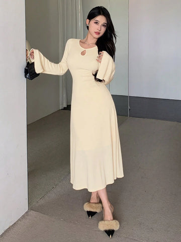 DAZY Women Solid Color Flare Sleeve Short Dress