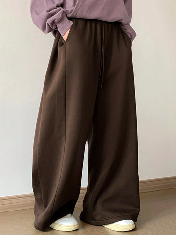 DAZY Women Solid Color Front Tie Pocket Simple Casual Pants, Daily Wear