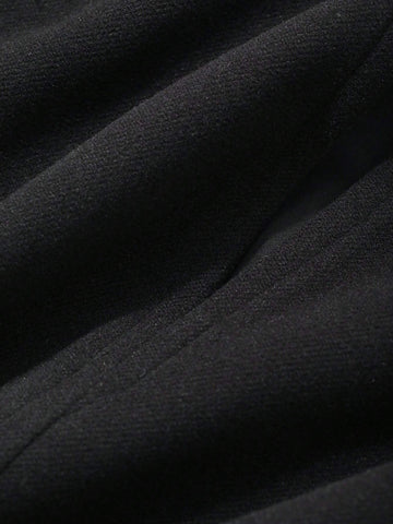 DAZY Women Solid Color Loose Sleeveless Straight Round Neck Open Slit Midi Dress