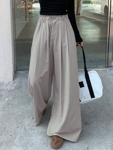 DAZY Women Solid Color Textured Wide-Leg Casual Pants