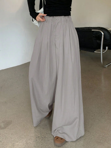 DAZY Women Solid Color Textured Wide-Leg Casual Pants