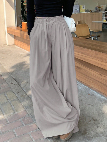 DAZY Women Solid Color Textured Wide-Leg Casual Pants