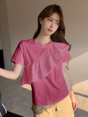 DAZY Women Summer Fashion Ruffled Short Sleeve T-Shirt
