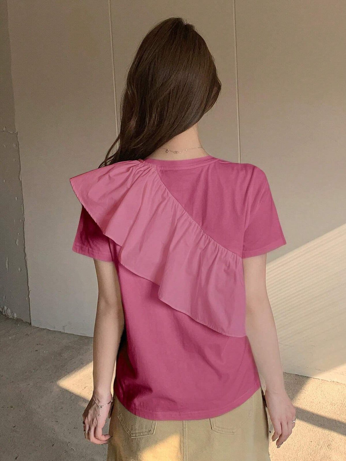 DAZY Women Summer Fashion Ruffled Short Sleeve T-Shirt