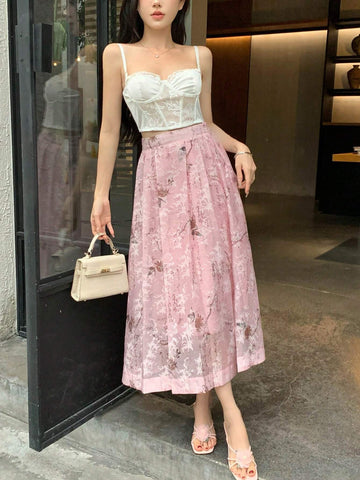 DAZY Women's Allover Print Casual Holiday Style Skirt