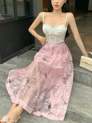 DAZY Women's Allover Print Casual Holiday Style Skirt