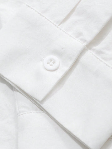 DAZY Women's Autumn Horse Pattern Drop Shoulder Long Sleeve Single Breasted Casual Loose Shirt