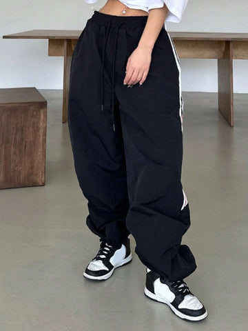 DAZY Women's Baggy Sporty Casual Color Block Joggers With Patchwork