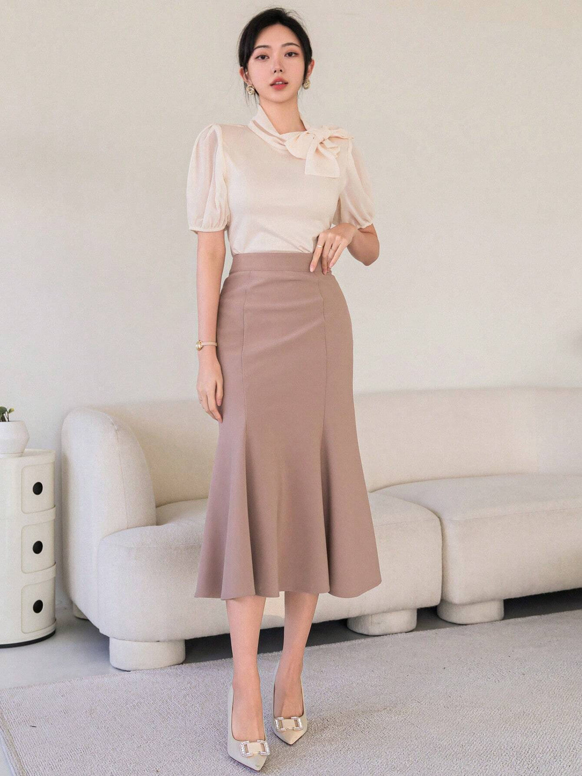 DAZY Women's Bodycon Mermaid Hem Skirt