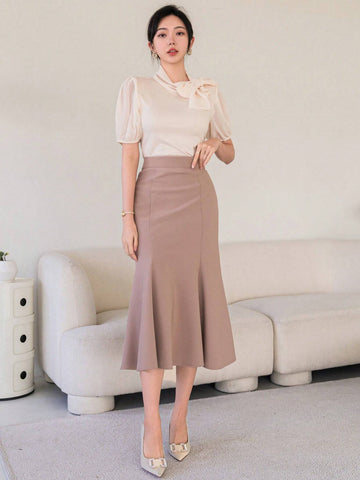 DAZY Women's Bodycon Mermaid Hem Skirt