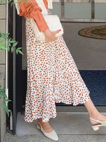 DAZY Women's Casual Maxi Wrap Skirt With Allover Print Floral Pattern And Ruffle Hem For Spring/Summer