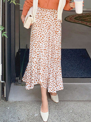 DAZY Women's Casual Maxi Wrap Skirt With Allover Print Floral Pattern And Ruffle Hem For Spring/Summer