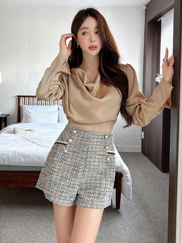 DAZY Women's Casual Plaid Shorts, Autumn New Arrival