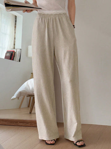 DAZY Women's Casual Plain Texture Pocket Straight Leg Sweatpants