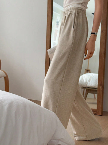 DAZY Women's Casual Plain Texture Pocket Straight Leg Sweatpants