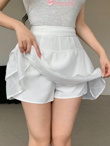 DAZY Women's Casual Solid Color Cake Skirt, Summer