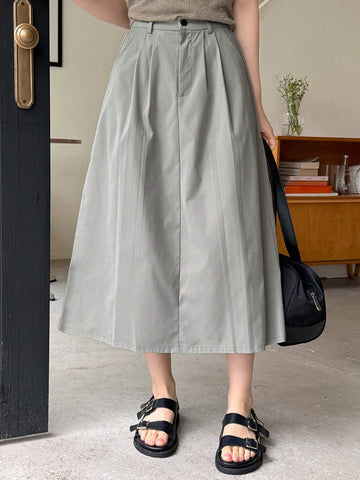 DAZY Women's Casual Solid Color Pleated Skirt