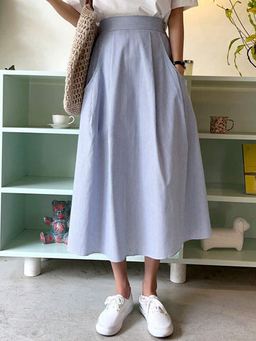 DAZY Women's Casual Striped A-Line Skirt, Summer